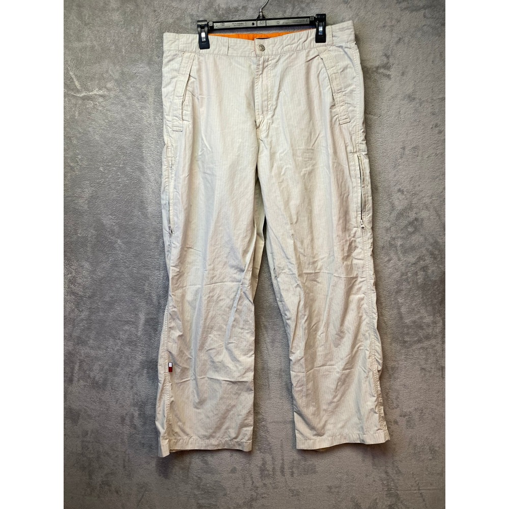 Tommy Jeans Mens Ripstop Cargo Pants Beige Size Large 90s Streetwear Utility